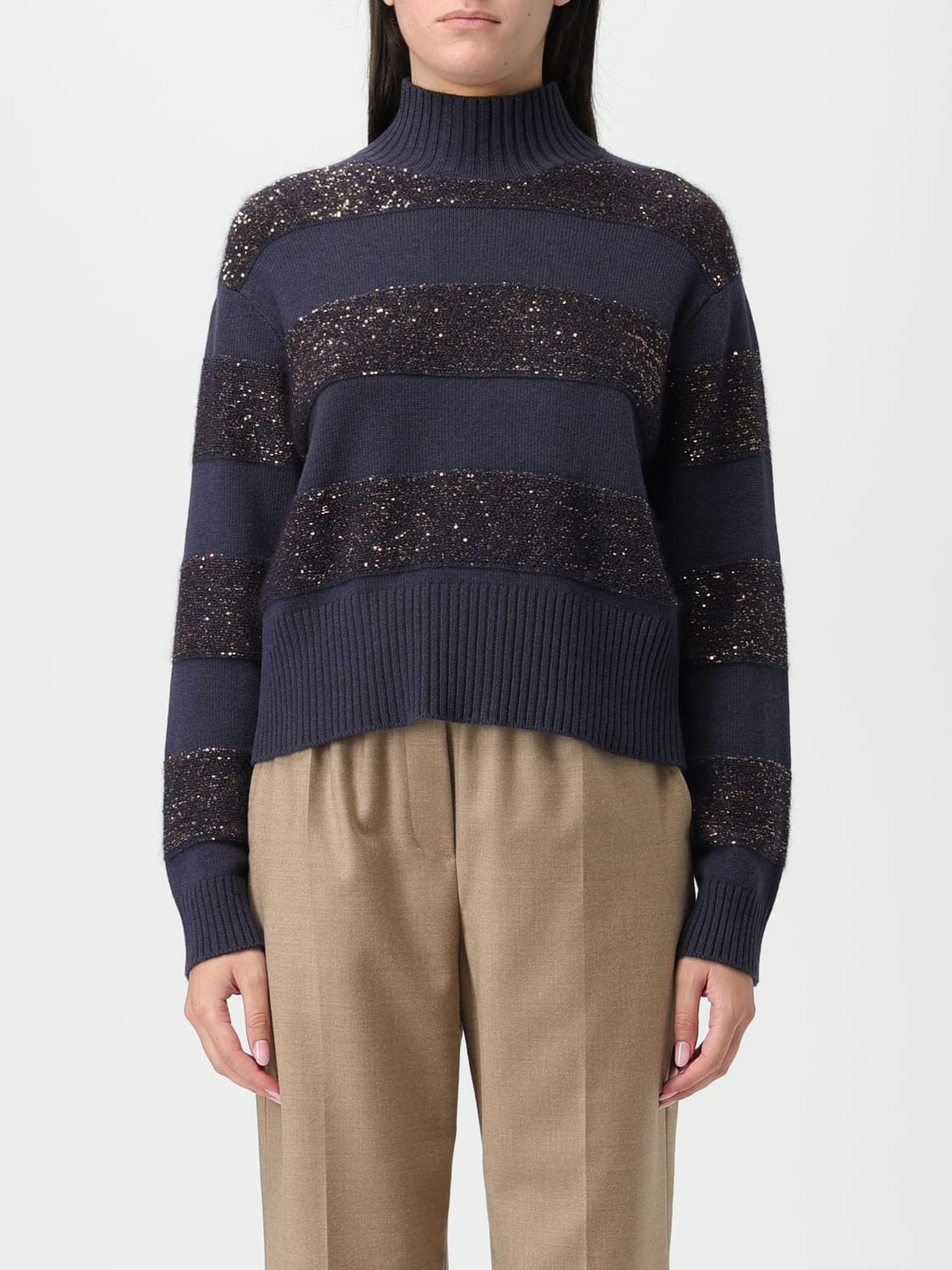 BRUNELLO CUCINELLI PULLOVER: Pullover damen Brunello Cucinelli, Navy - Img 1