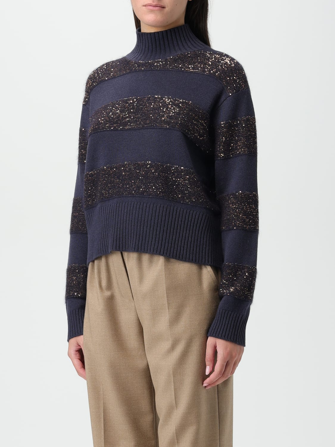 BRUNELLO CUCINELLI PULLOVER: Pullover damen Brunello Cucinelli, Navy - Img 4