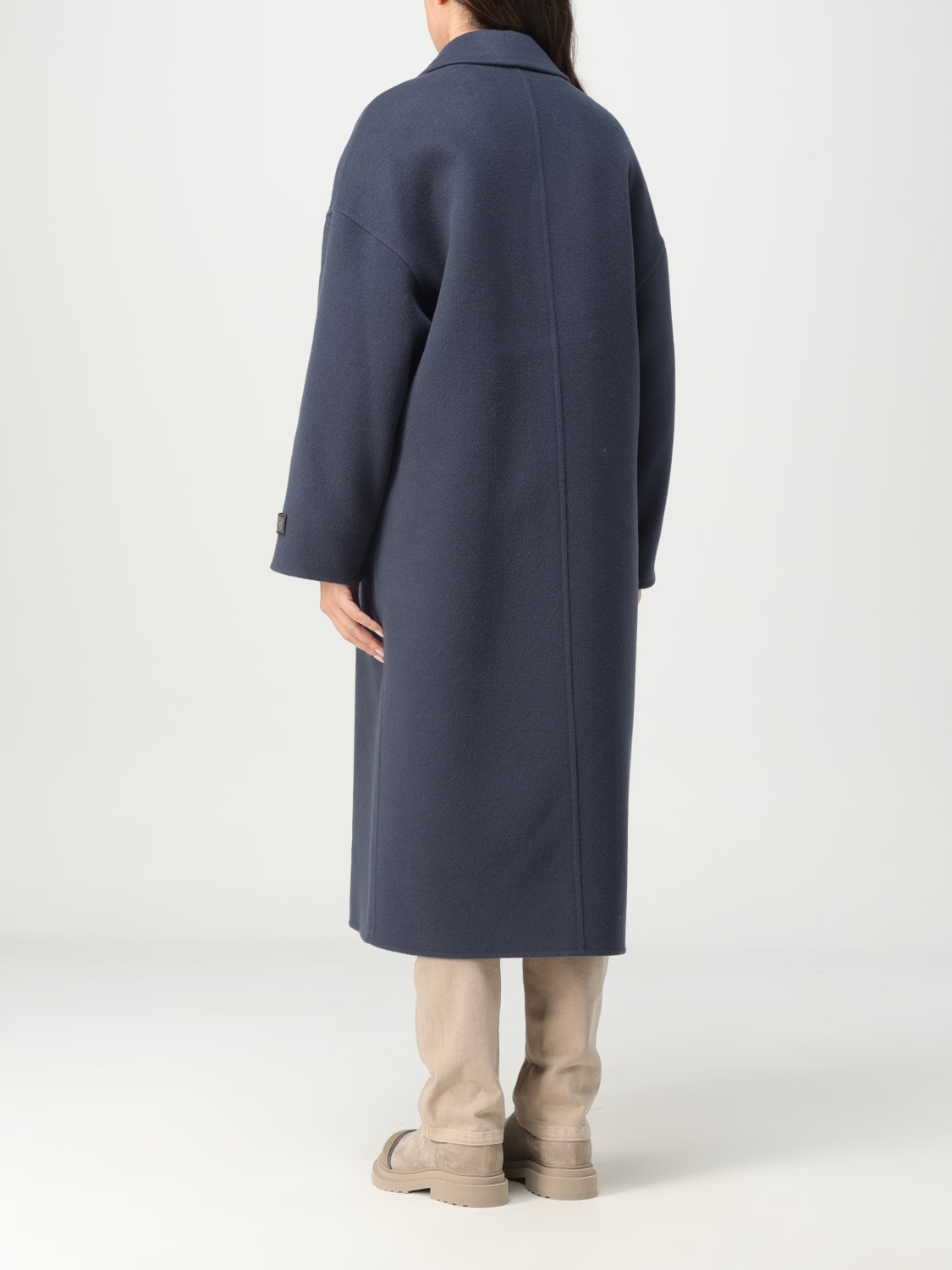 BRUNELLO CUCINELLI COAT: Brunello Cucinelli coat in virgin wool blend, Blue - Img 3