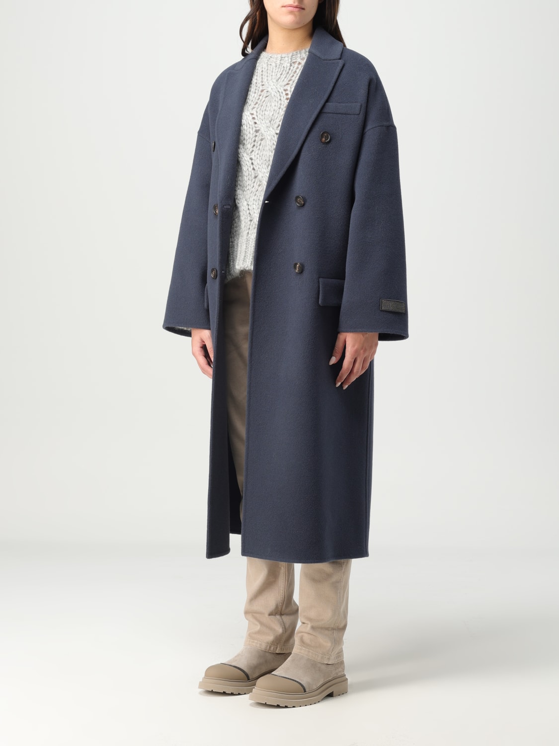 BRUNELLO CUCINELLI COAT: Brunello Cucinelli coat in virgin wool blend, Blue - Img 4