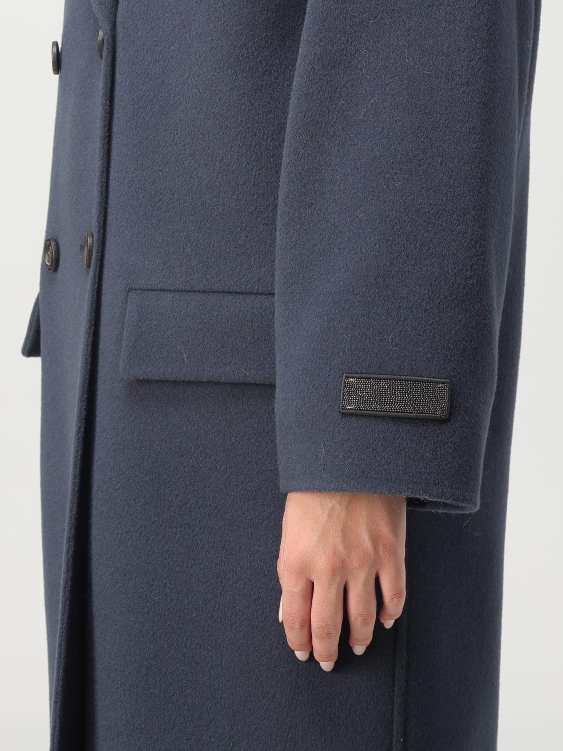 BRUNELLO CUCINELLI COAT: Brunello Cucinelli coat in virgin wool blend, Blue - Img 5