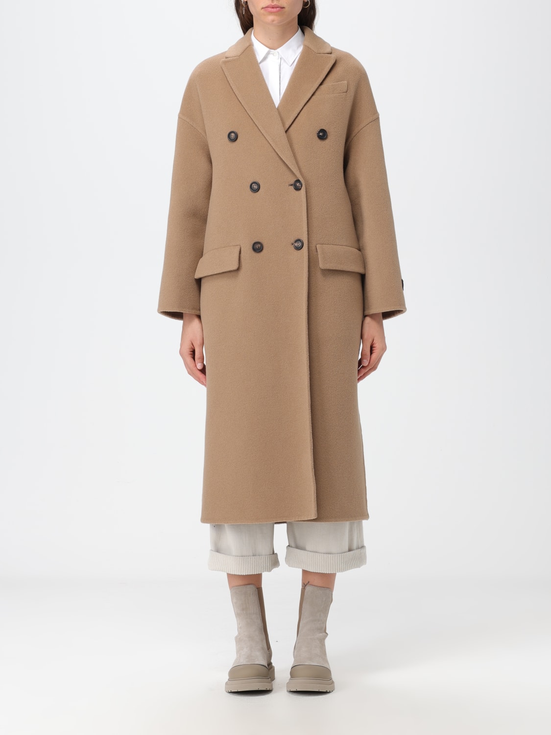 BRUNELLO CUCINELLI COAT: Brunello Cucinelli coat in virgin wool blend, Camel - Img 1