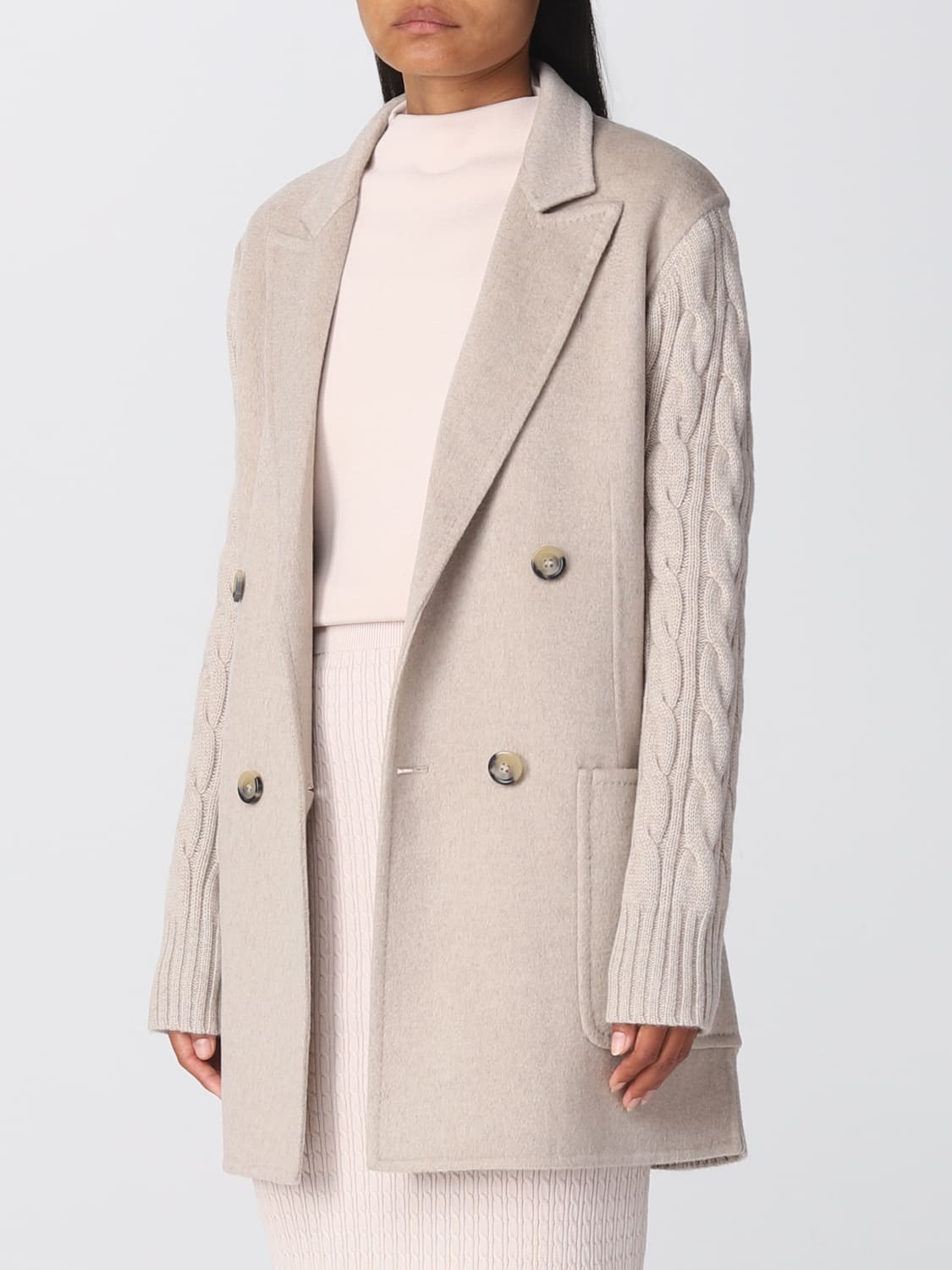 MAX MARA COAT: Max Mara Dalida jacket in wool and cashmere, Sand - Img 4