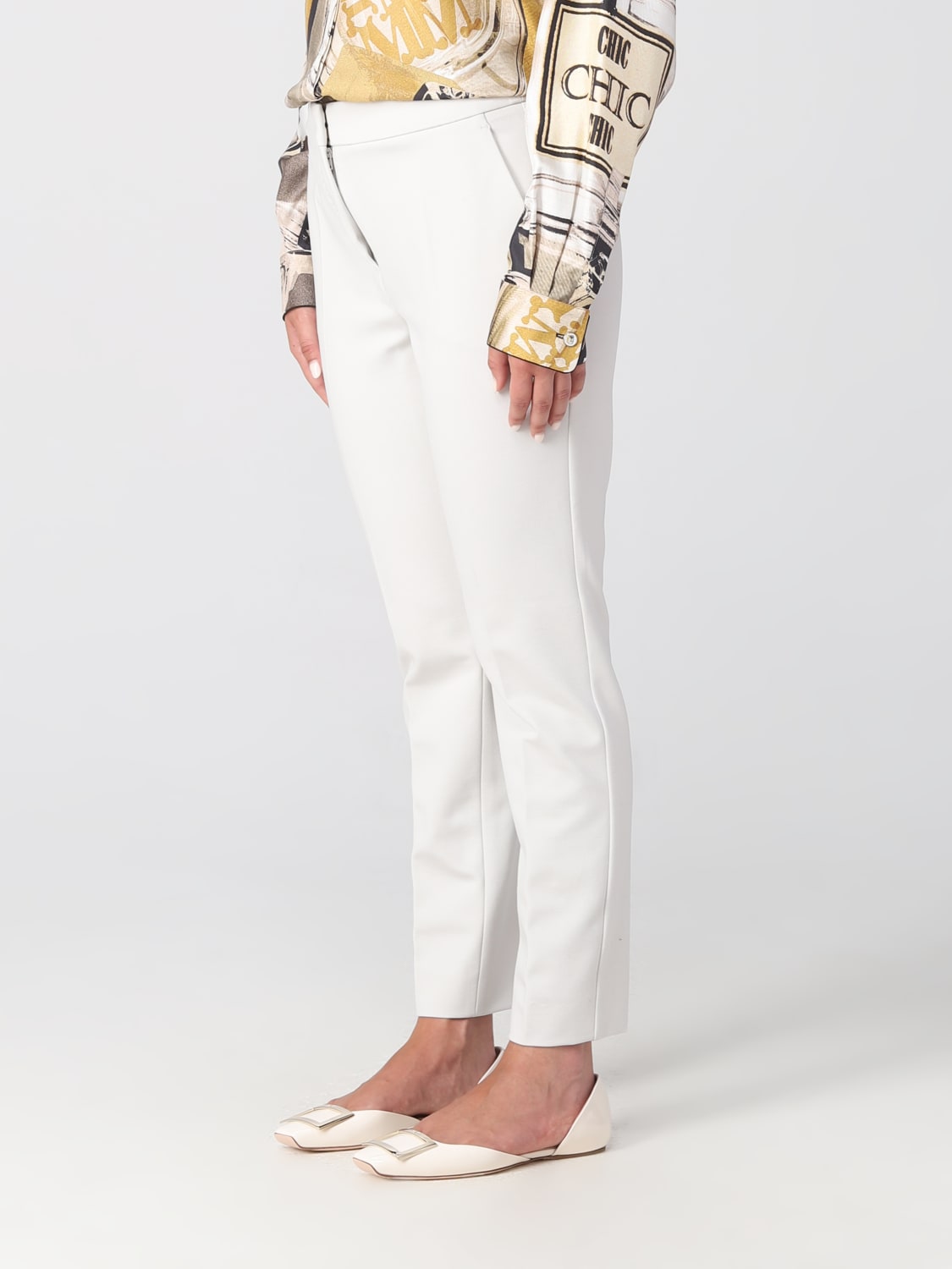 MAX MARA 裤子: 裤子 女士 Max Mara, 奶油色 - Img 4