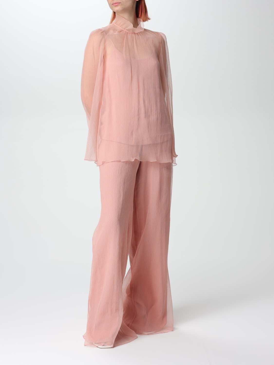 MAX MARA TOP: Max Mara blouse in silk chiffon, Pink - Img 2