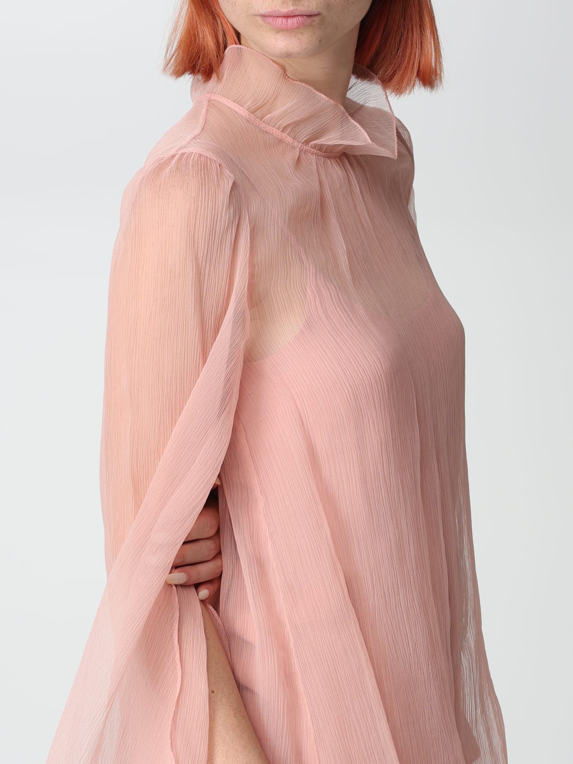 MAX MARA TOP: Max Mara blouse in silk chiffon, Pink - Img 5