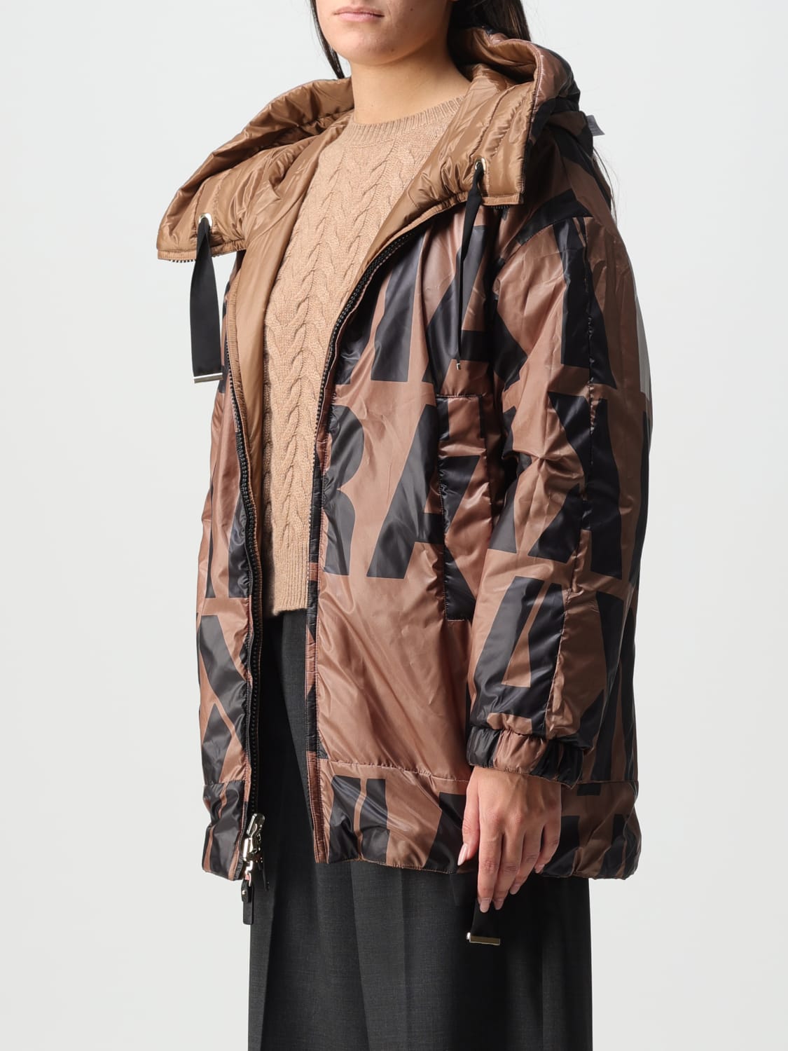 MAX MARA THE CUBE JACKET: Max Mara The Cube reversible jacket in printed water-repellent nylon, Camel - Img 3