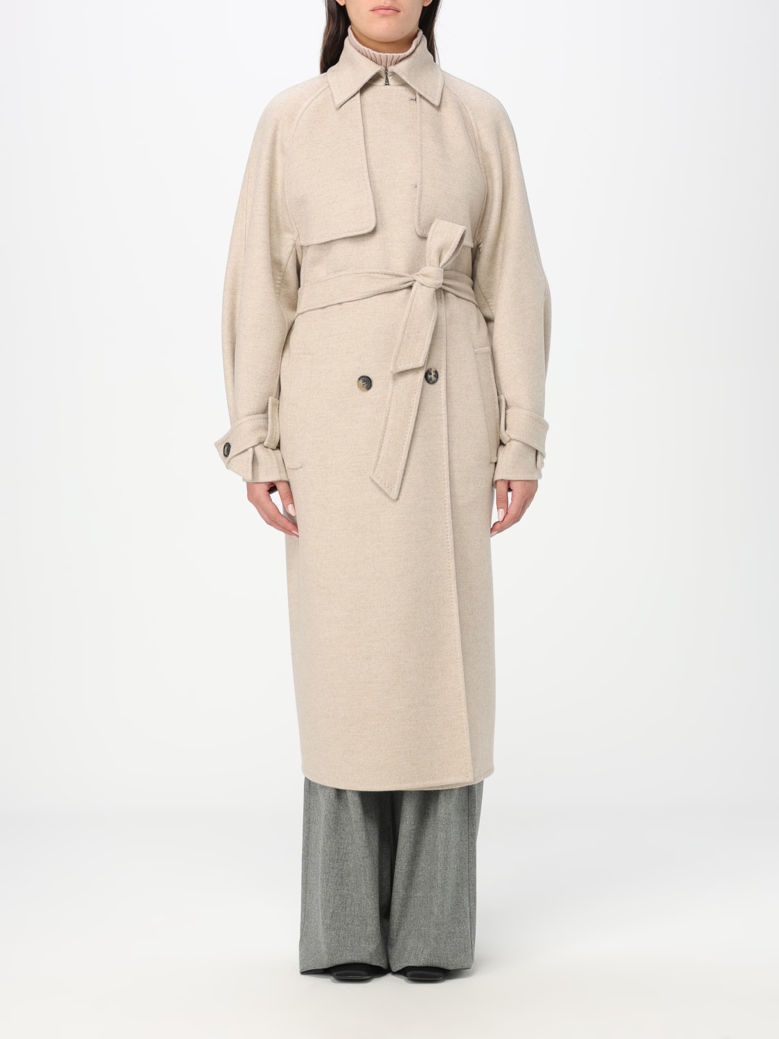 MAX MARA 大衣: 大衣 女士 Max Mara, 米色 - Img 1