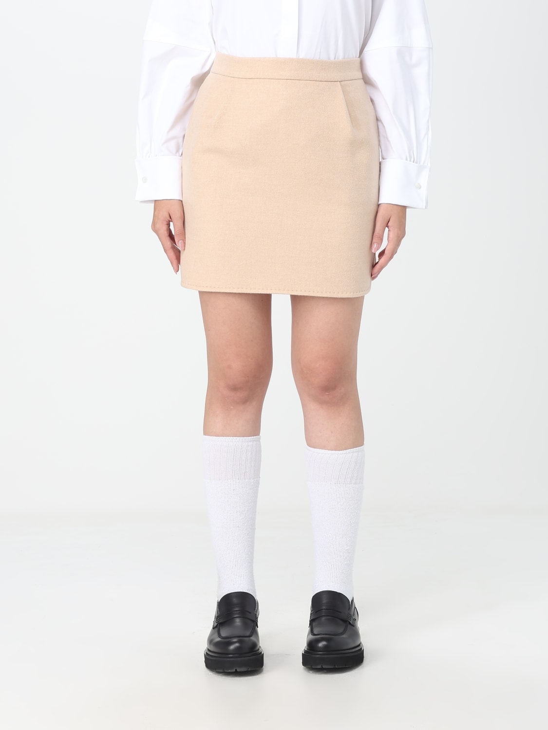 MAX MARA SKIRT: Max Mara wool mini skirt, Beige - Img 1