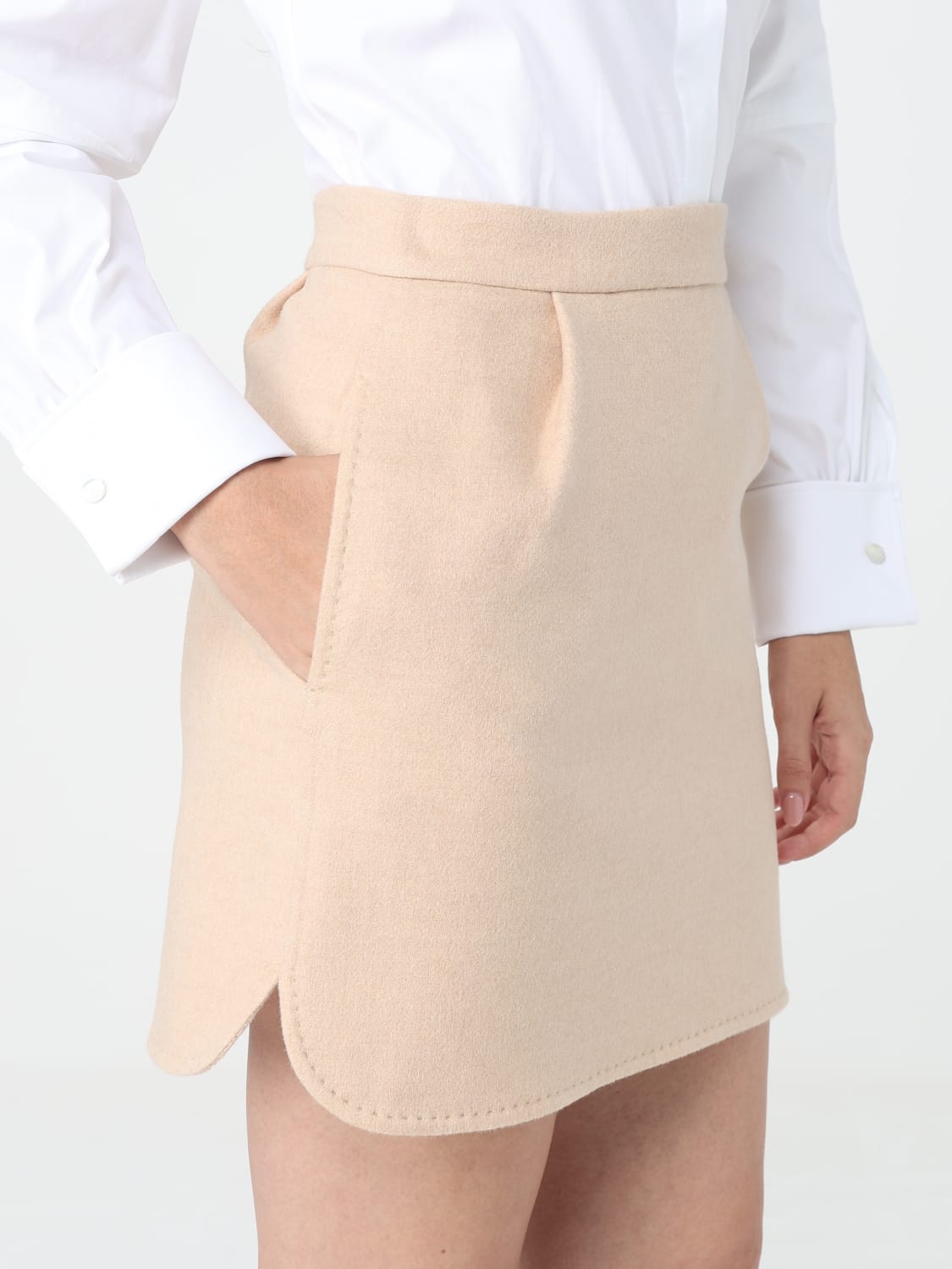 MAX MARA SKIRT: Max Mara wool mini skirt, Beige - Img 4