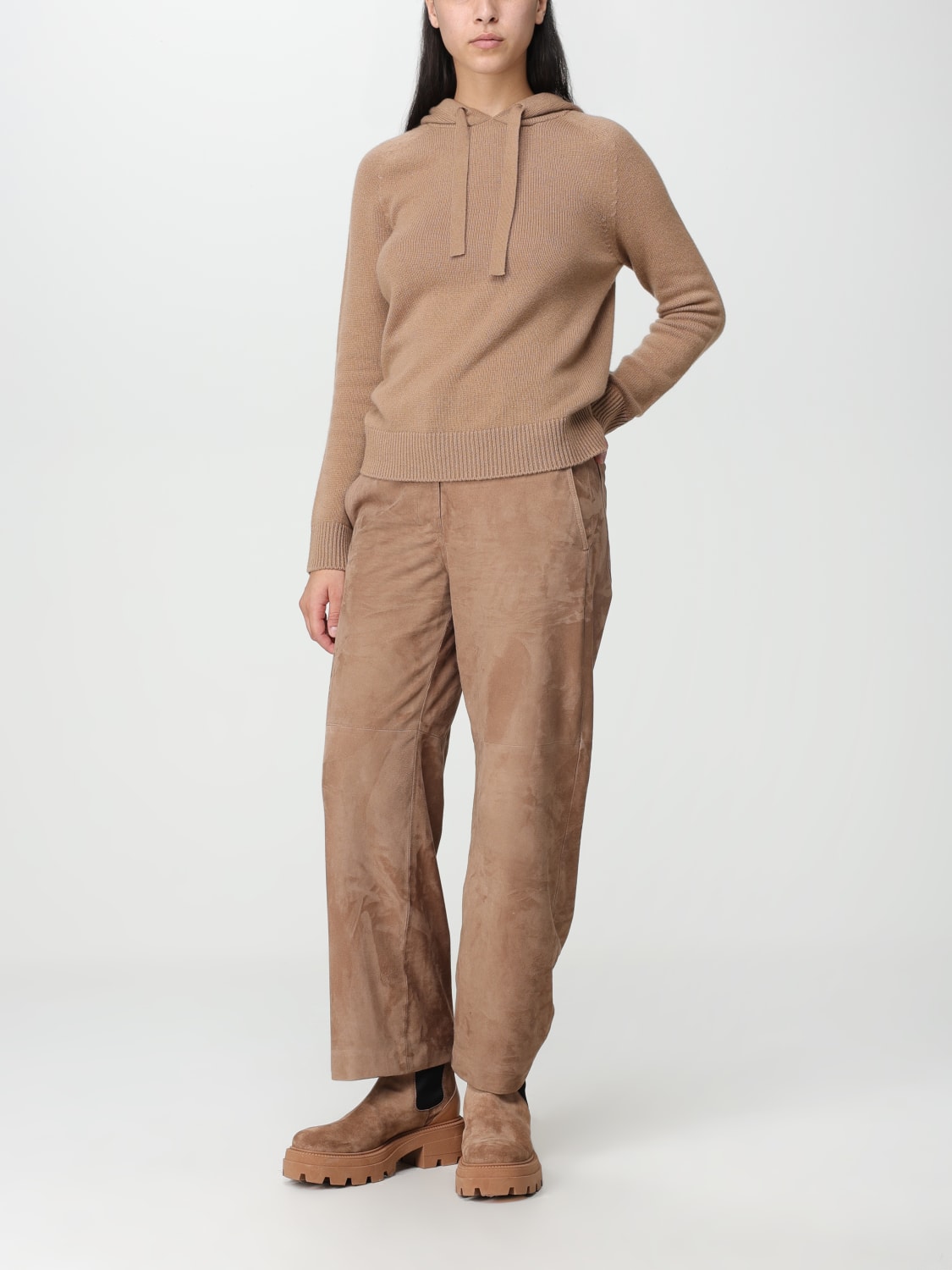 'S MAX MARA PANTS: S Max Mara lambskin pants, Camel - Img 2