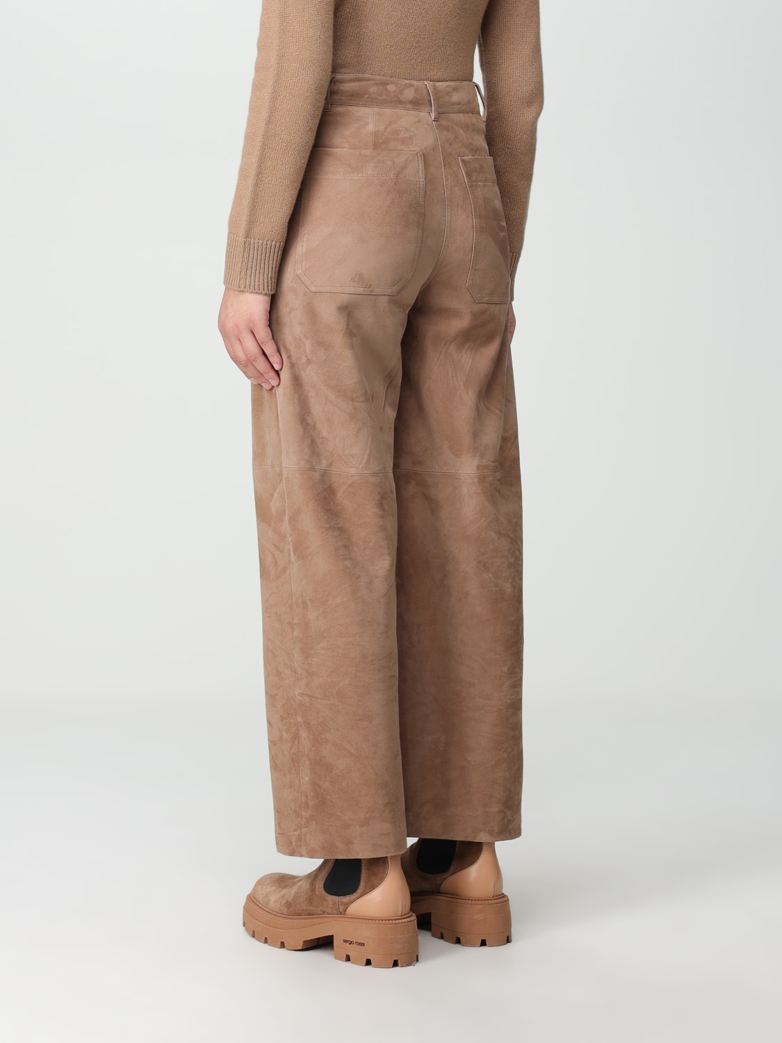 'S MAX MARA PANTS: S Max Mara lambskin pants, Camel - Img 3