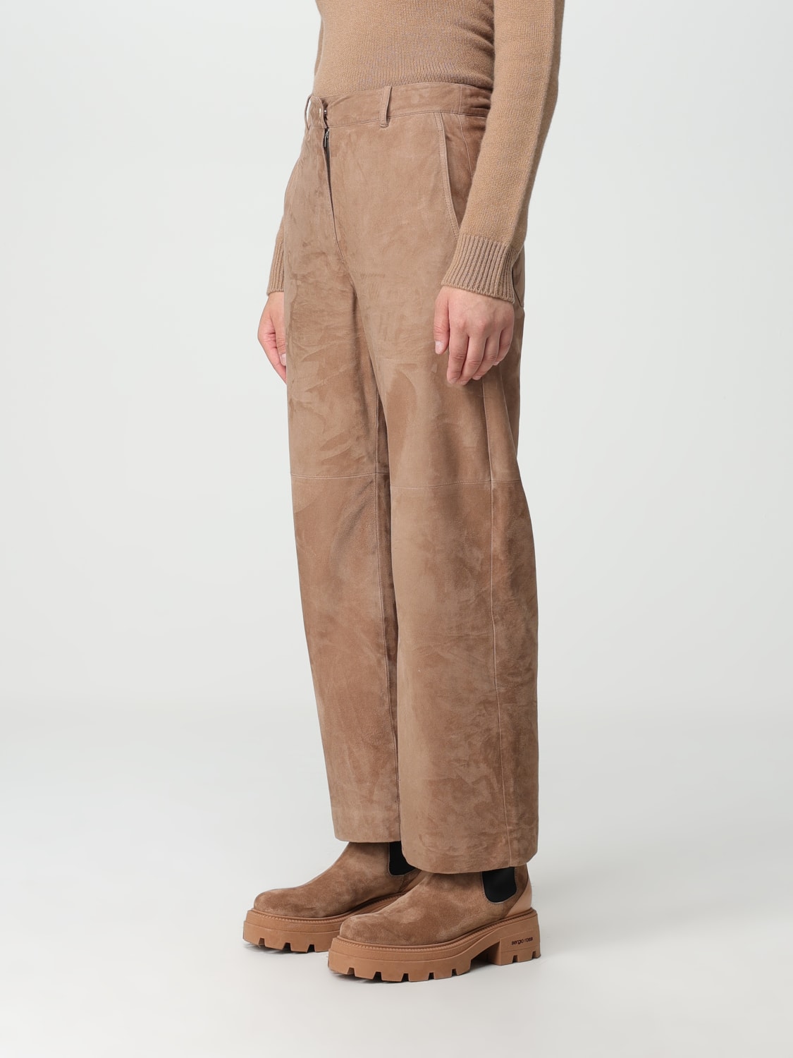 'S MAX MARA PANTS: S Max Mara lambskin pants, Camel - Img 4