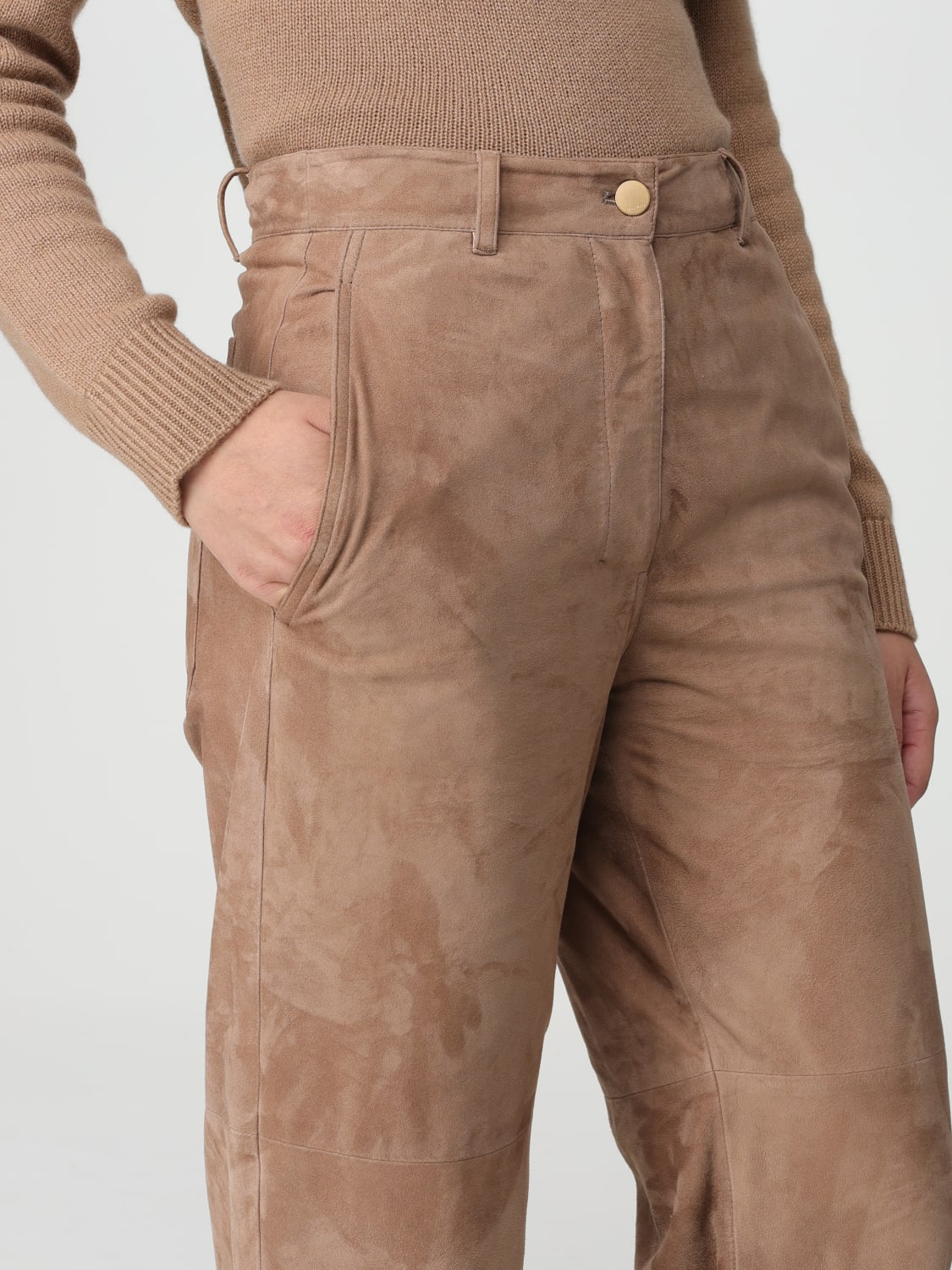 'S MAX MARA PANTS: S Max Mara lambskin pants, Camel - Img 5