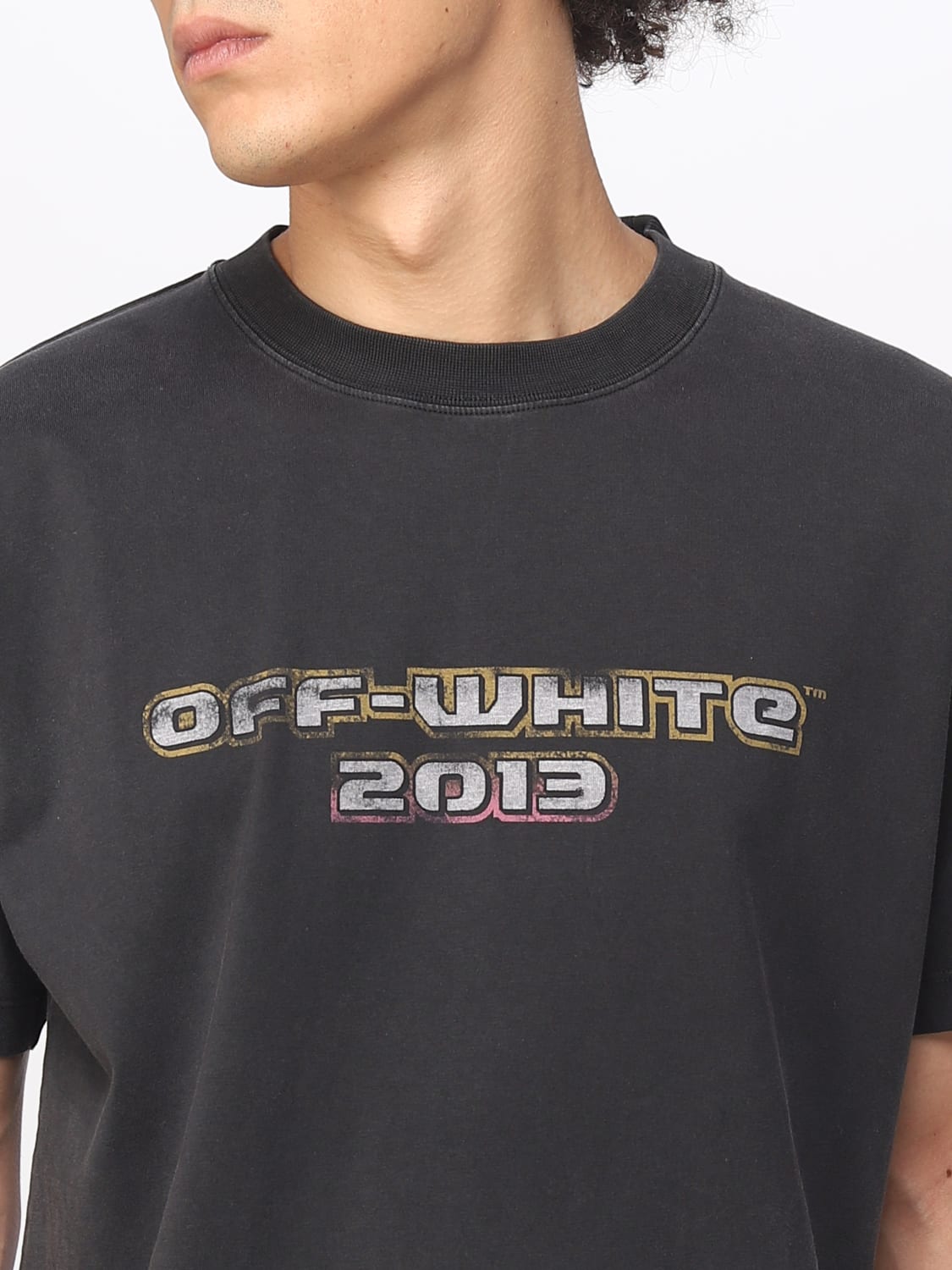 OFF-WHITE T-SHIRT: Off-White cotton T-shirt with logo and Bacchus print, Black - Img 5