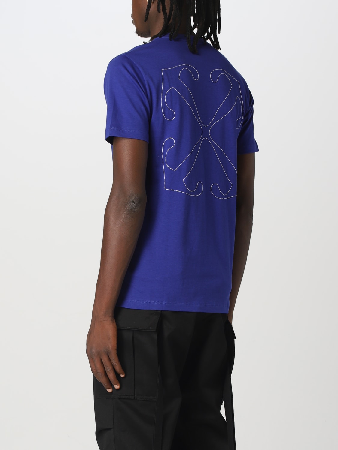 OFF-WHITE T-SHIRT: Off-white cotton T-shirt, Blue - Img 2