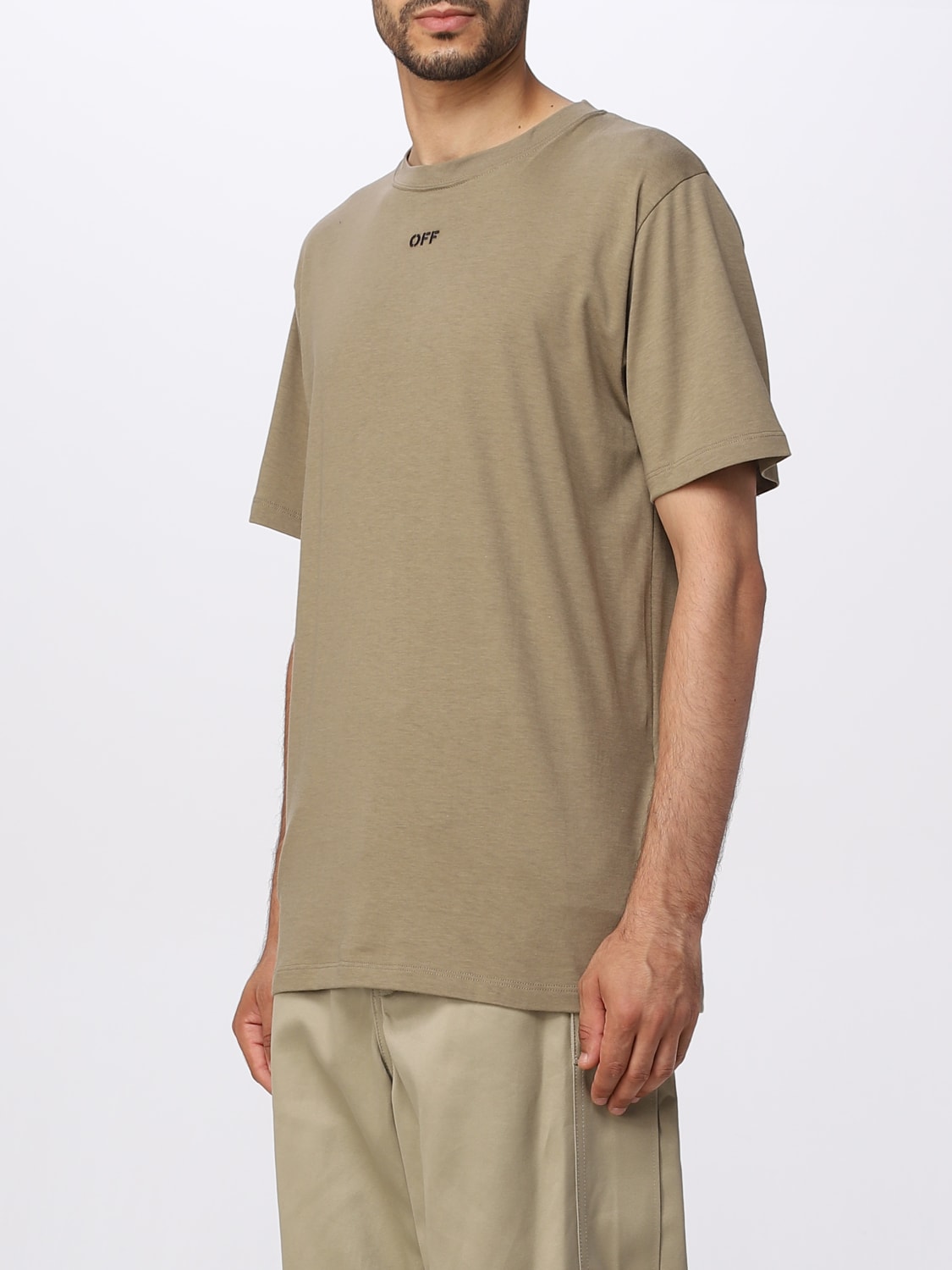 Off White Outlet Cotton T Shirt Beige Off White T Shirt