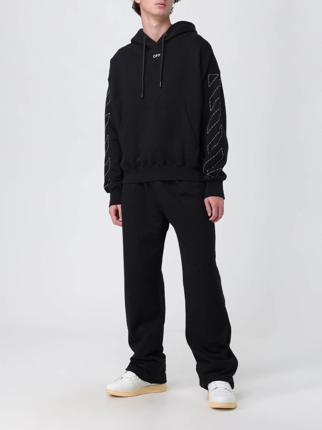 OFF-WHITE SWEATSHIRT: Off-White cotton sweatshirt with embroidered logo, Black - Img 2
