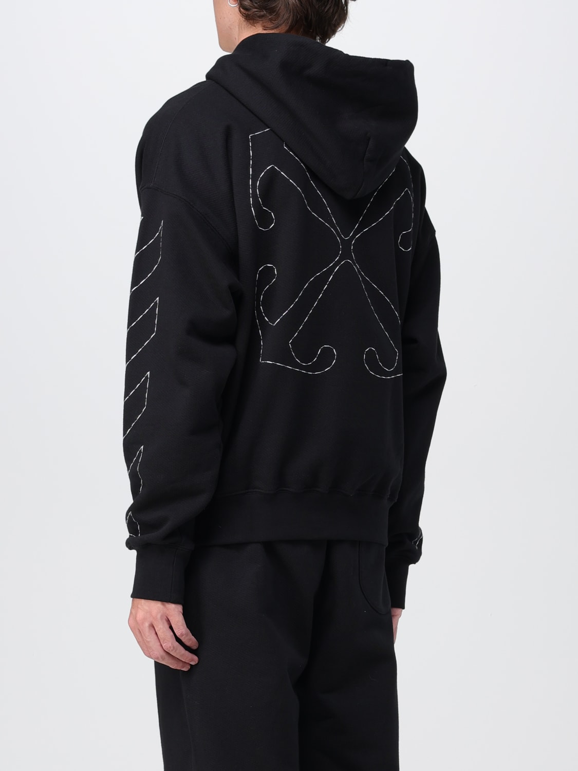 OFF-WHITE SWEATSHIRT: Off-White cotton sweatshirt with embroidered logo, Black - Img 3