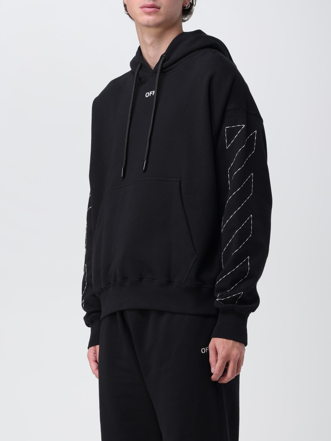 OFF-WHITE SWEATSHIRT: Off-White cotton sweatshirt with embroidered logo, Black - Img 4