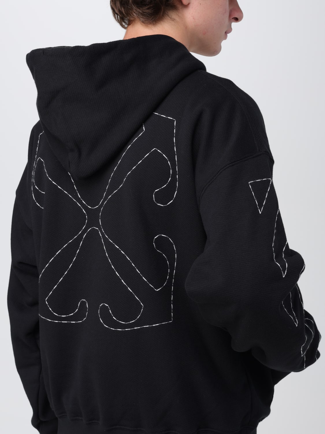 OFF-WHITE SWEATSHIRT: Off-White cotton sweatshirt with embroidered logo, Black - Img 5