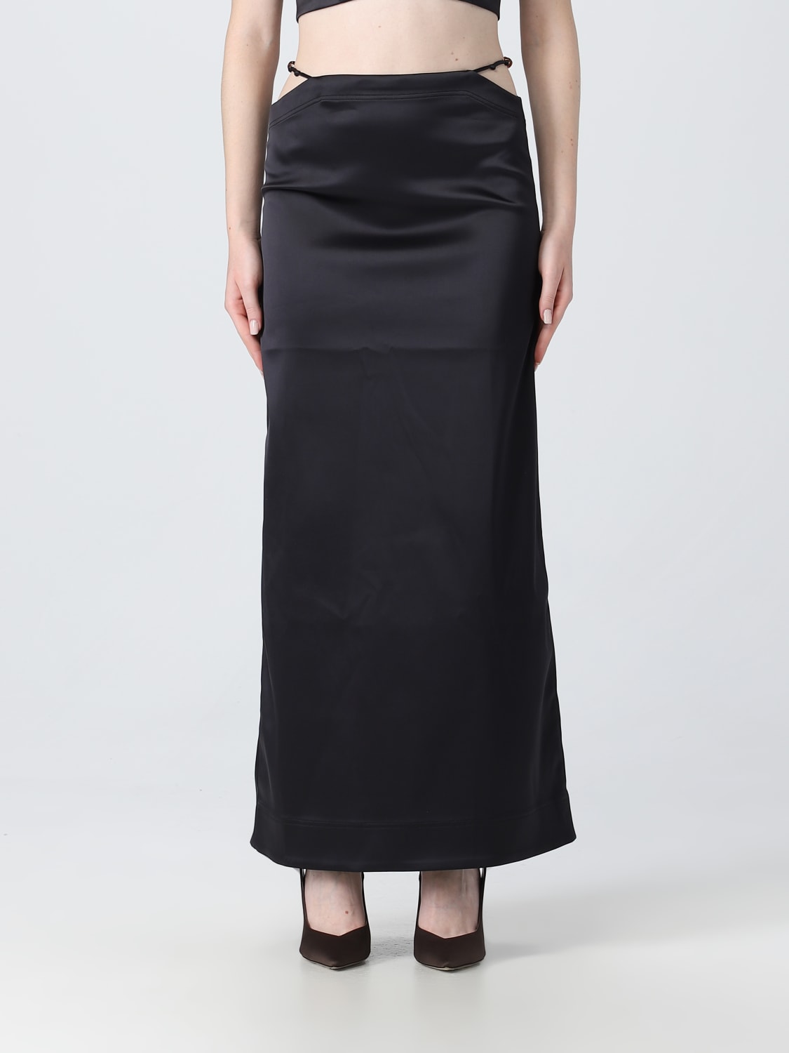 GANNI SKIRT: Ganni skirt in recycled synthetic fabric, Black - Img 1