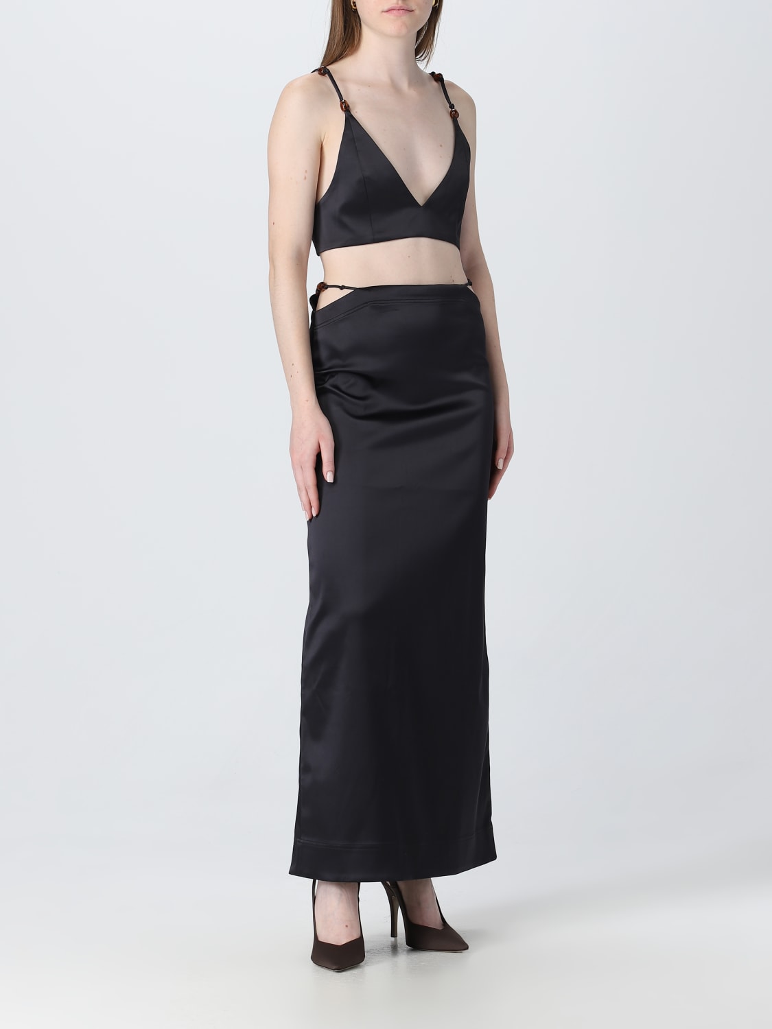 GANNI SKIRT: Ganni skirt in recycled synthetic fabric, Black - Img 2