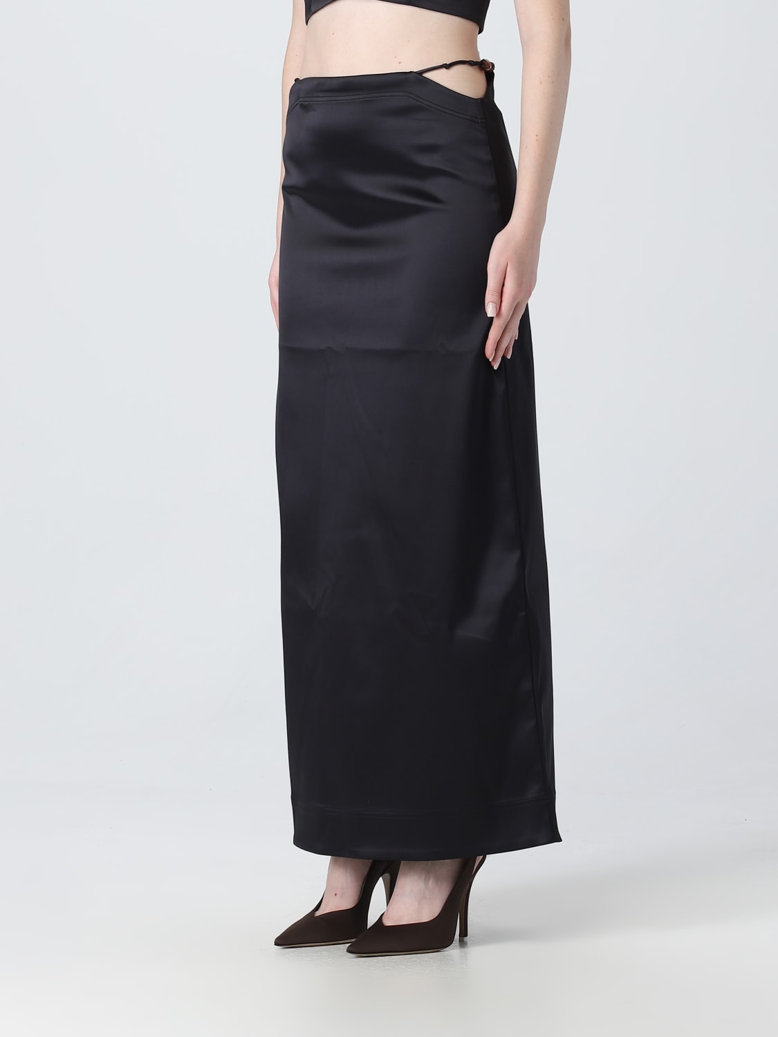 GANNI SKIRT: Ganni skirt in recycled synthetic fabric, Black - Img 4