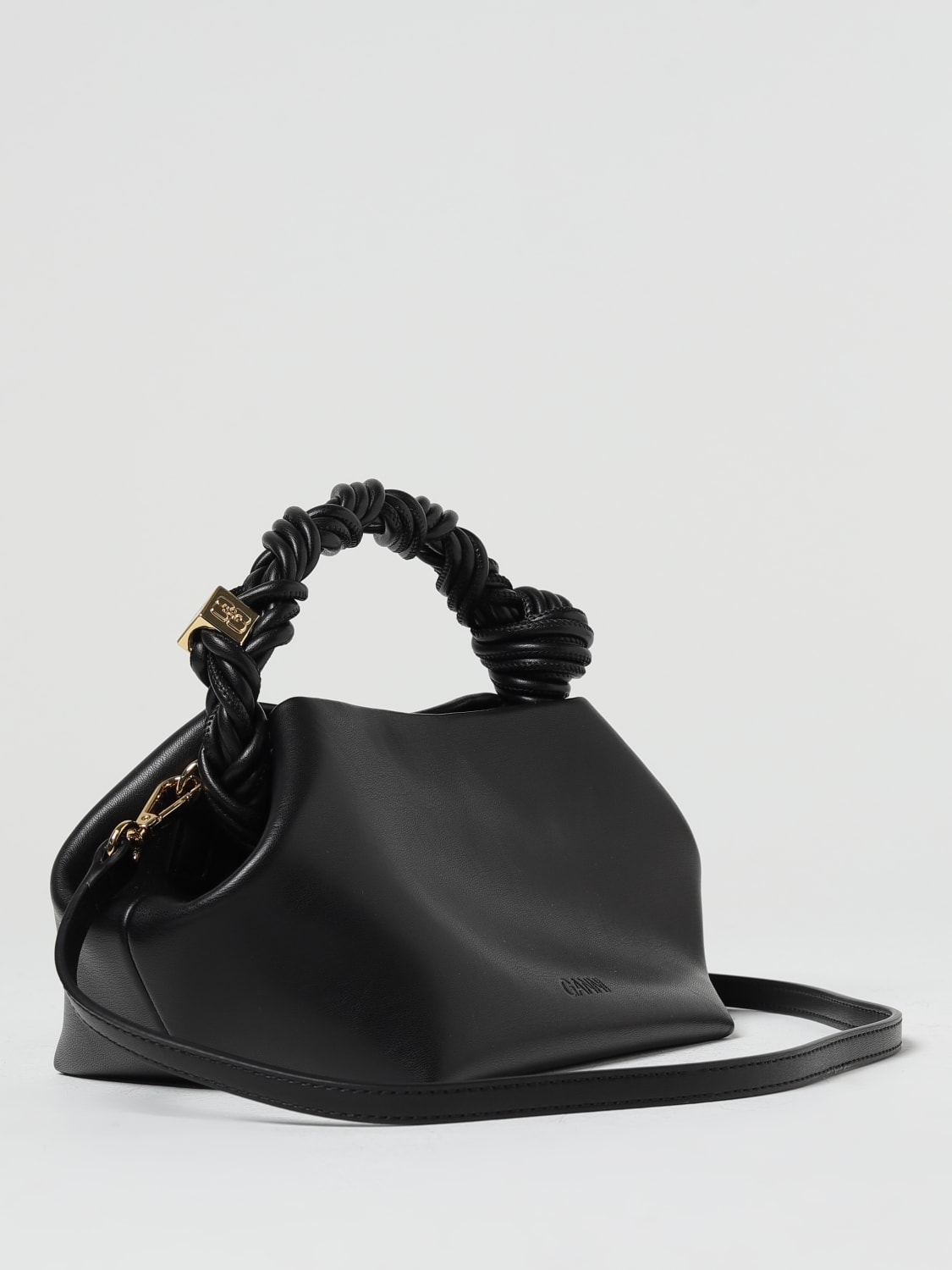 GANNI HANDBAG: Ganni Bou Bag in recycled leather blend, Black - Img 2