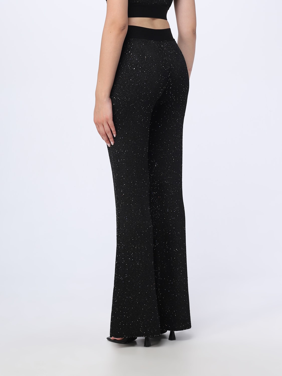 PALM ANGELS PANTS: Palm Angels trousers in stretch fabric with sequins, Black - Img 3