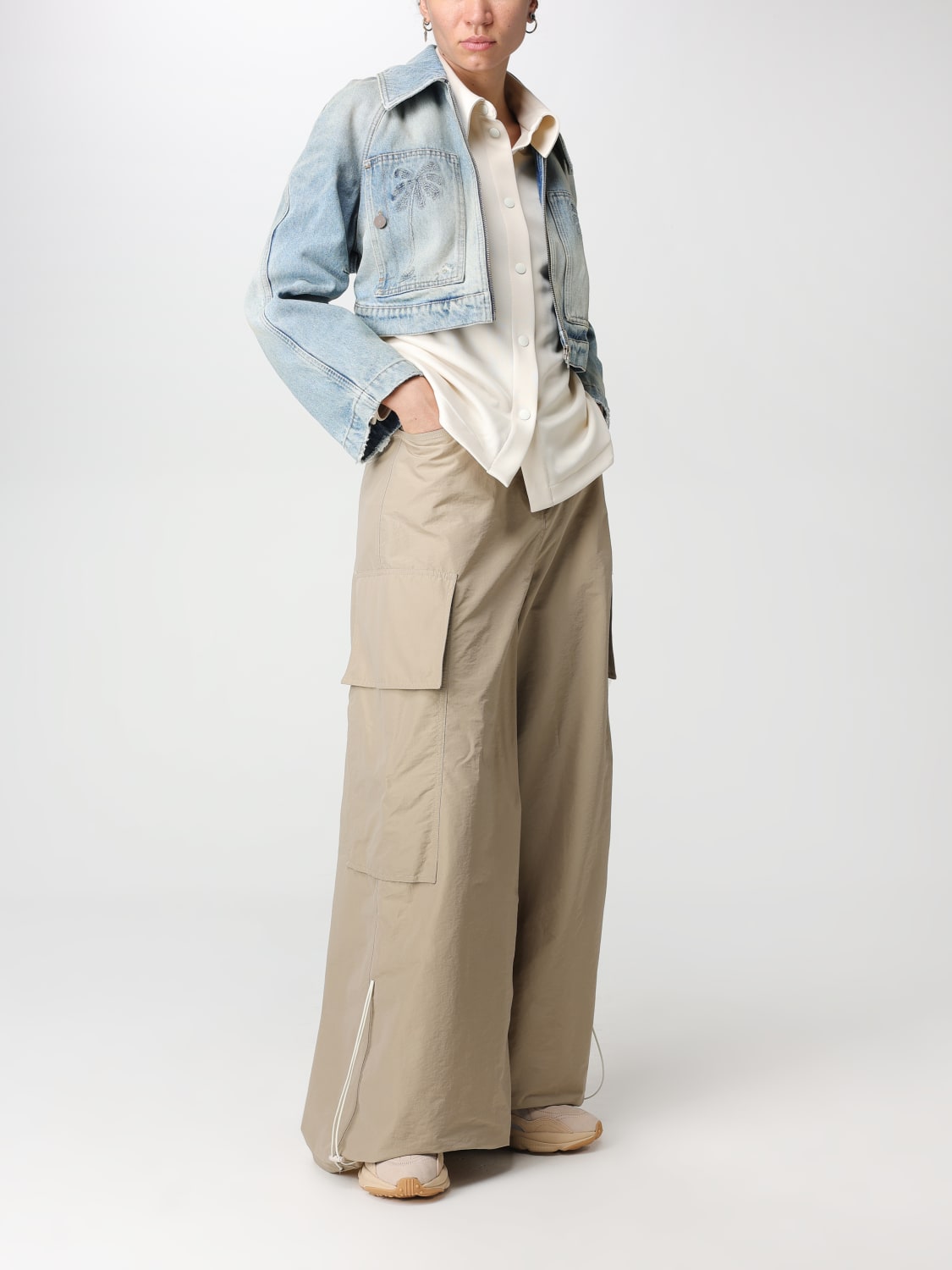 PALM ANGELS PANTS: Palm Angels trousers in technical fabric, Beige - Img 2