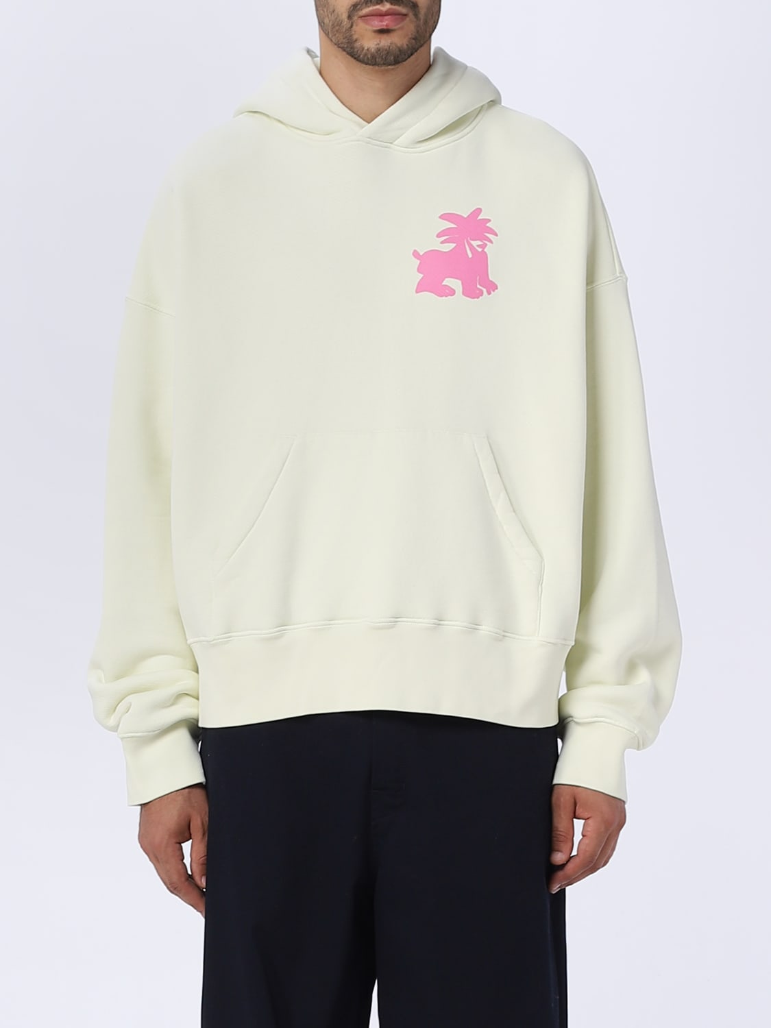 PALM ANGELS SWEATSHIRT: Palm Angels cotton sweatshirt, Yellow Cream - Img 1