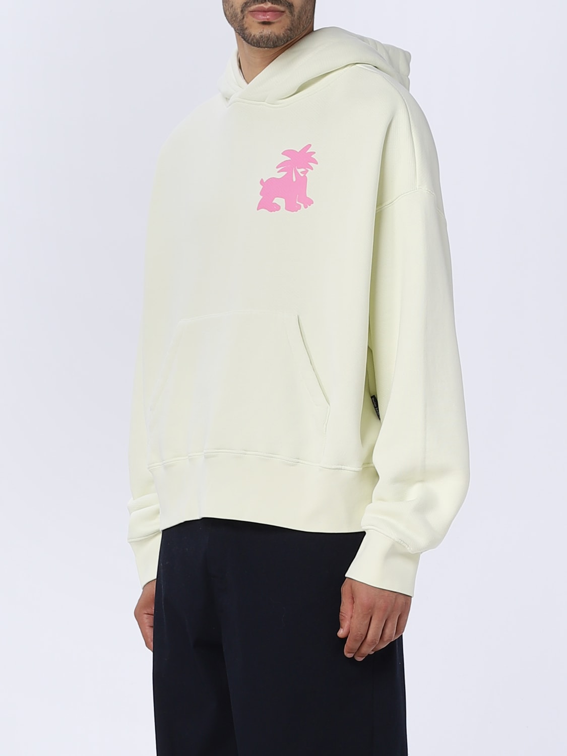 PALM ANGELS SWEATSHIRT: Palm Angels cotton sweatshirt, Yellow Cream - Img 4