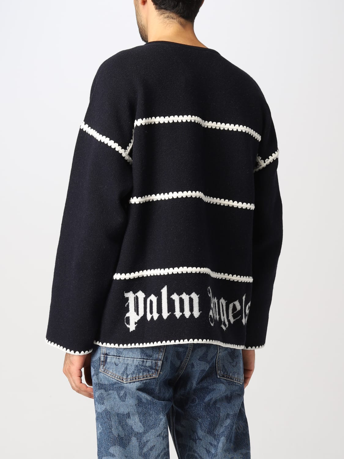 PALM ANGELS SWEATER: Palm Angels sweater in wool blend, Navy - Img 3