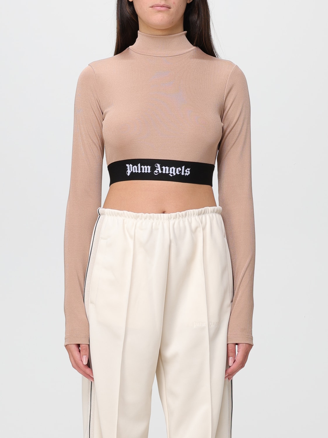 PALM ANGELS TOP E BLUSE: T-shirt donna Palm Angels, Marrone - Img 1