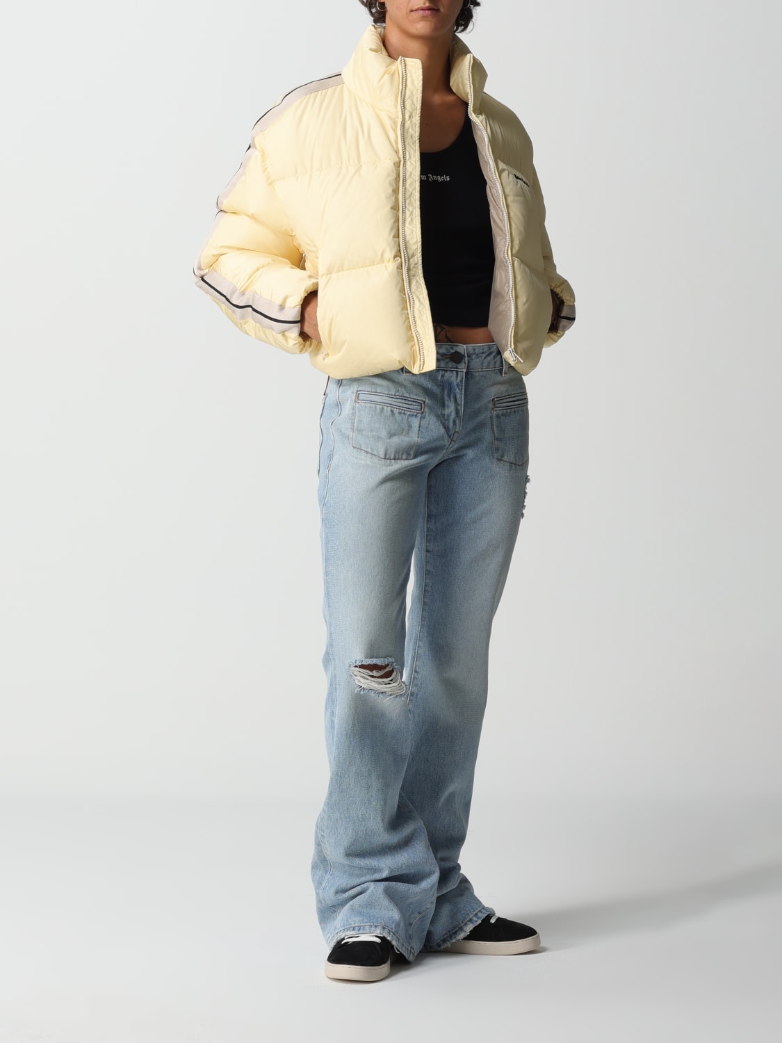 ジャケット PALM ANGELS Woman Jacket Yellow Cream PWED018F23FAB001 0410 Palm Angels Outlet: Jacket woman - Yellow Cream | Palm