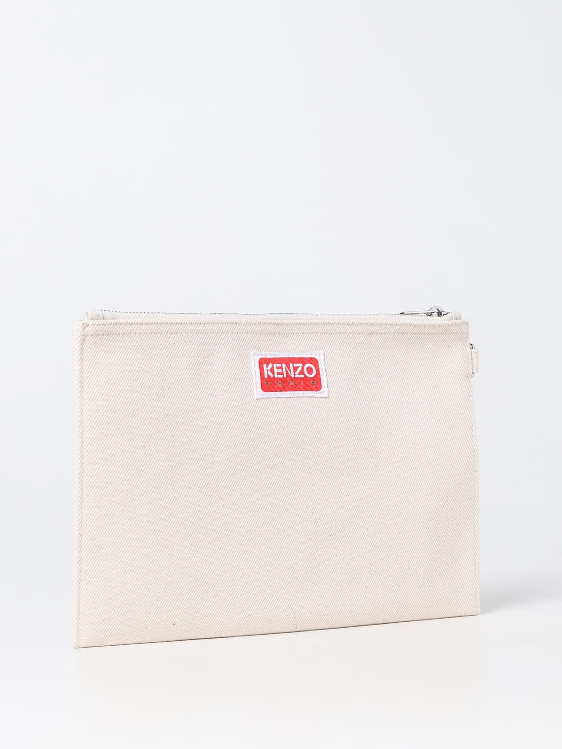 KENZO BRIEFCASE: Kenzo canvas clutch with logo, Ecru - Img 2