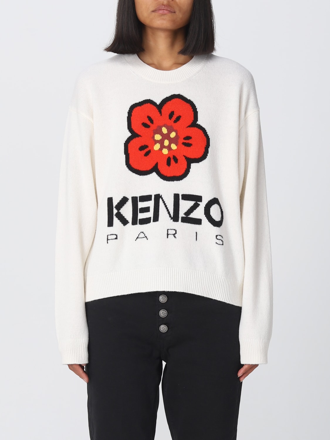 Kenzo Outlet Pull femme Blanc Pull Kenzo FD62PU4303LD en ligne sur GIGLIO.COM