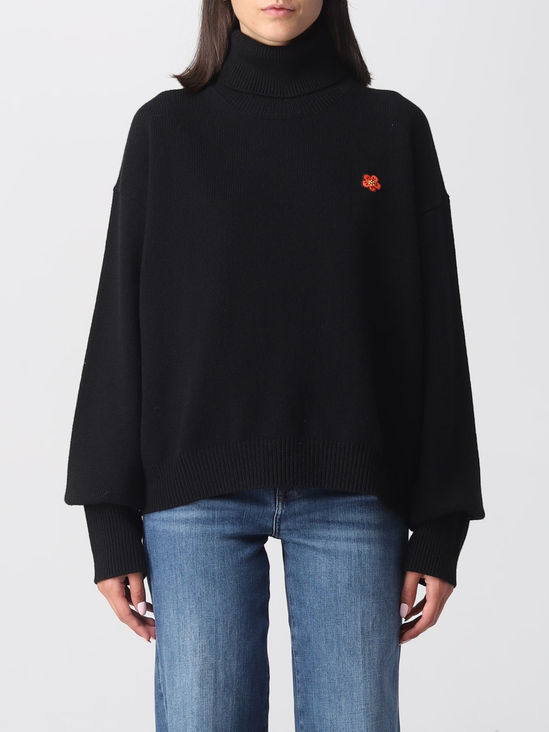 KENZO SWEATER: Boke Flower Crest Kenzo sweater in wool, Black - Img 1