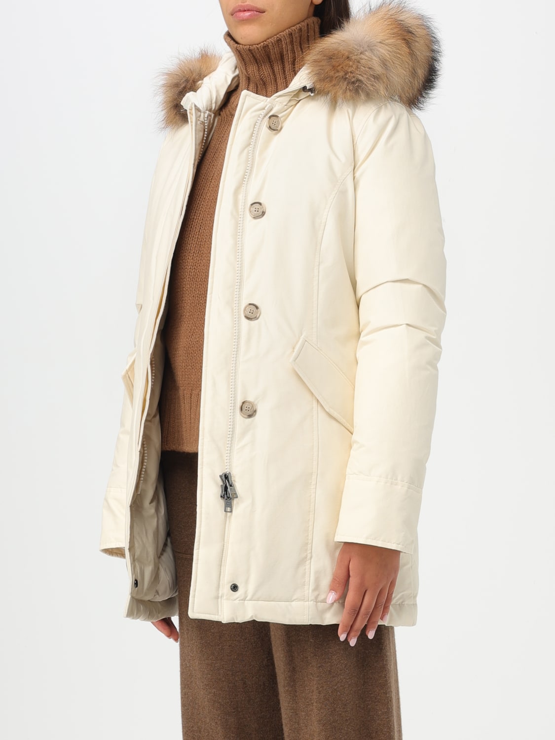 ジャケット WOOLRICH Woman Jacket White CFWWOU1029FRUT31288 743 Women's Heritage Cape Jacket in Microfiber with Removable