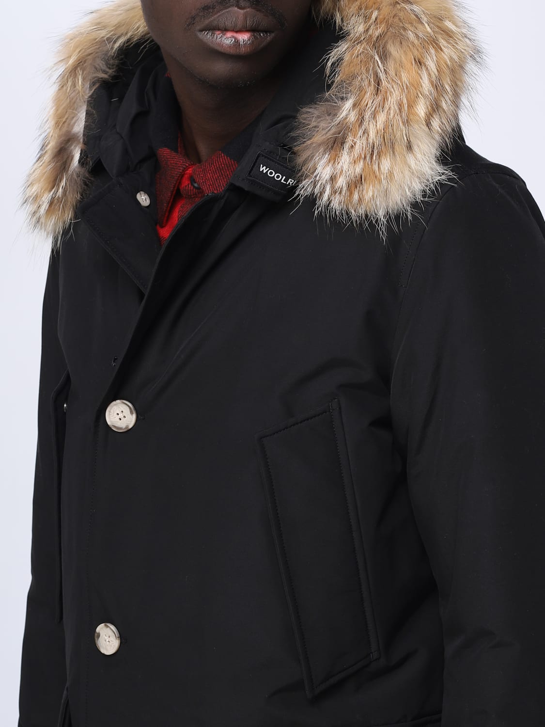 WOOLRICH GIACCA: Parka Arctic Woolrich in ramar con cappuccio e pelliccia, Nero - Img 4