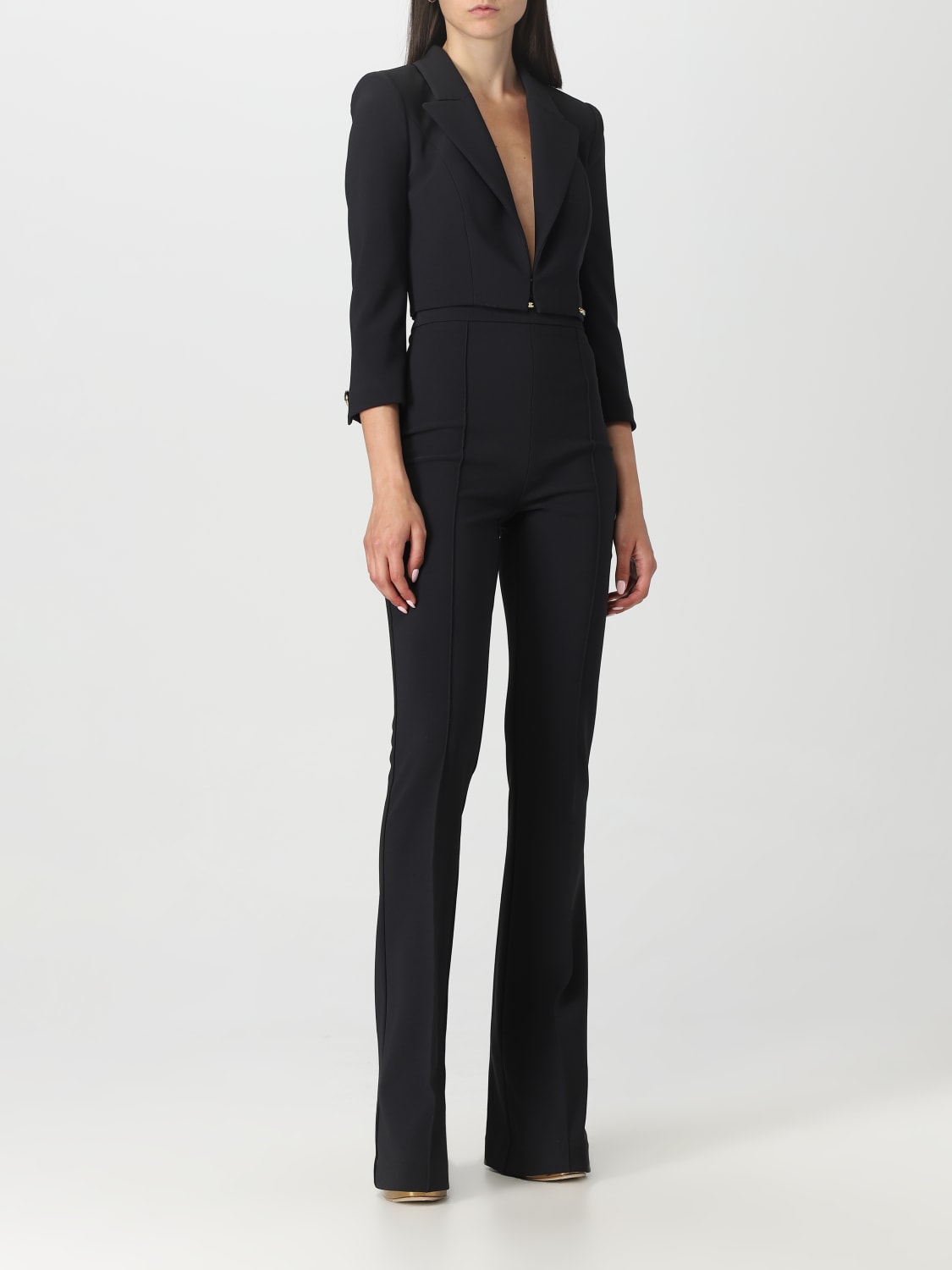 アウターその他 ELISABETTA FRANCHI Woman Blazer Black GI063 110 ELISABETTA FRANCHI: crepe blazer - Black | Elisabetta