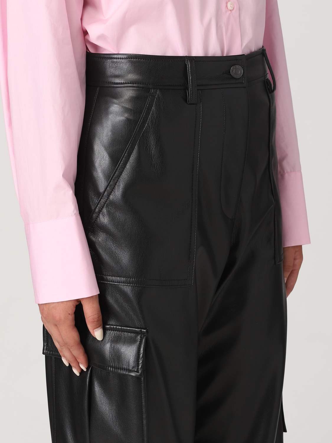 MSGM PANTS: MSGM pants in synthetic leather, Black - Img 4