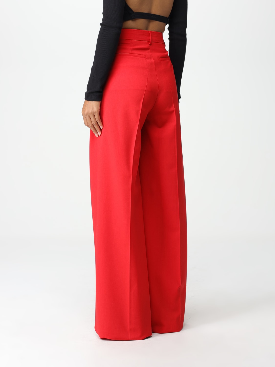 MSGM PANTS: MSGM trousers in stretch virgin wool, Red - Img 2