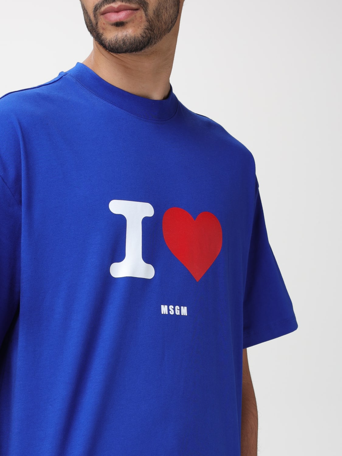 MSGM T-SHIRT: MSGM cotton t-shirt, Blue - Img 3