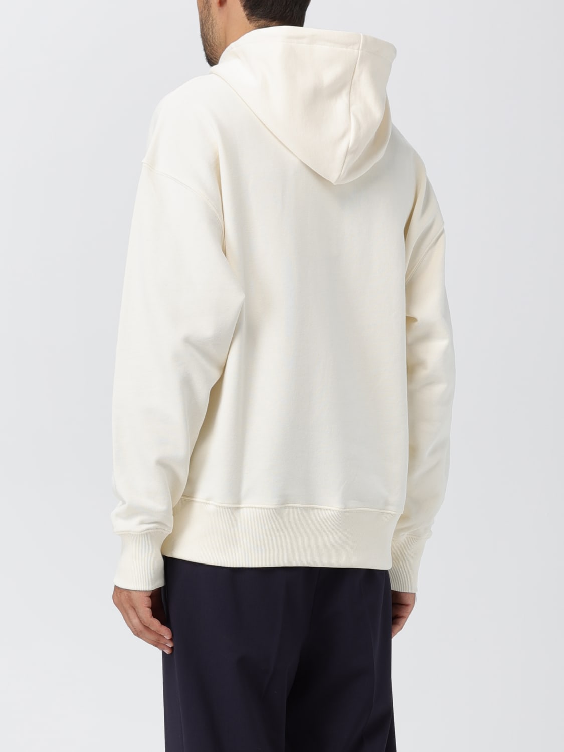 MSGM SWEATSHIRT: MSGM cotton sweatshirt with logo print, Cream - Img 3