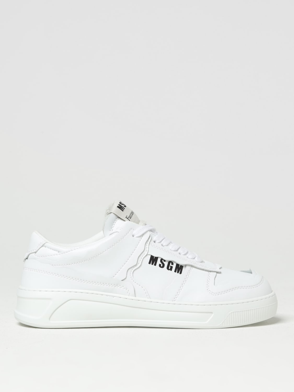 MSGM SNEAKERS: MSGM Fantastic Green sneakers in recycled synthetic leather, White - Img 1