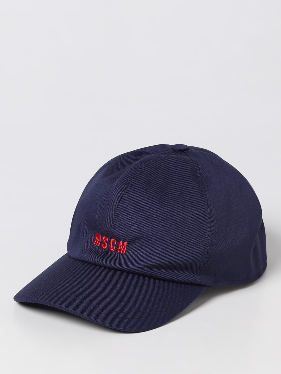 MSGM HAT: MSGM hat in cotton with embroidered logo, Blue - Img 1