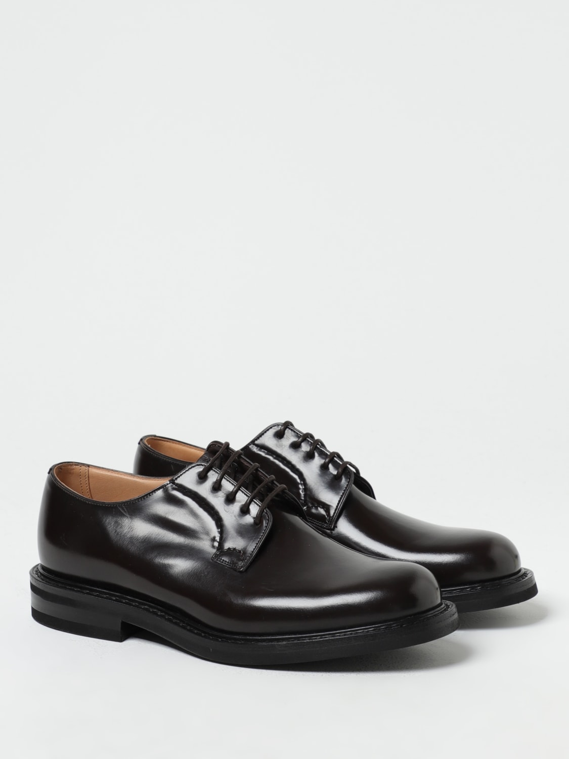 CHURCH'S: Shannon LW derby shoes in brushed leather - Charcoal 