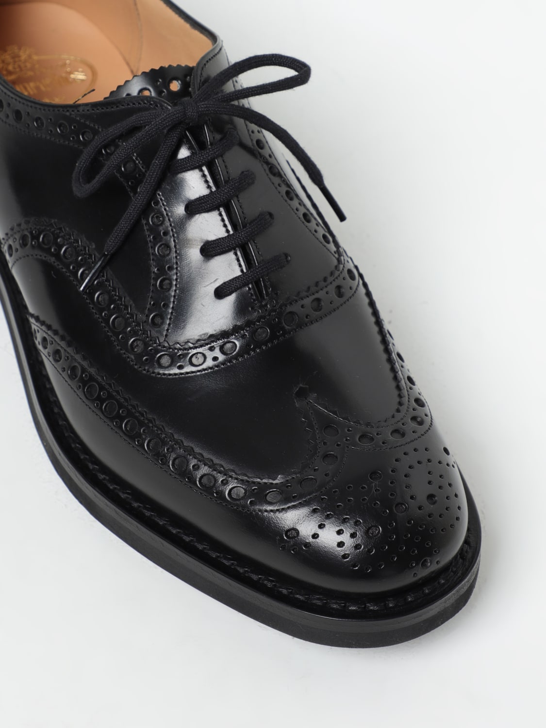 CHURCH'S: Burwood Oxford in brushed leather - Black | Church's brogue shoes  EEC3039XV online at GIGLIO.COM